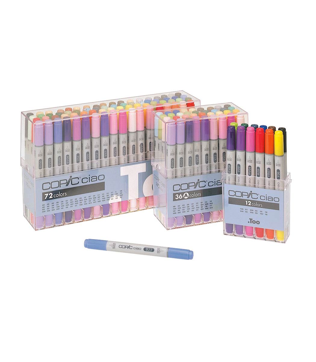 Copic Premium Artist Markers - 72 Color Set A - Intermediate Level ...