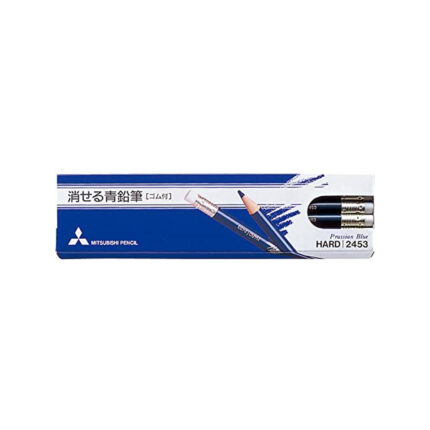 三菱鉛筆 Erasable Blue Pencil 2453 with Rubber, 1 Dozen k2453