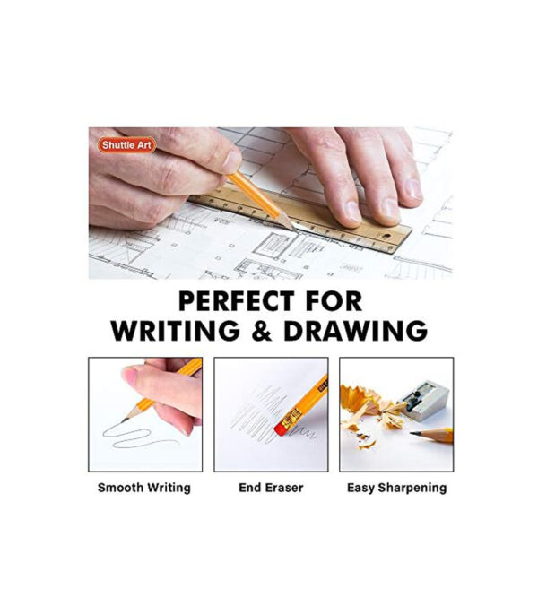 ⁦Shuttle Art Pencil HB #2 Set of 350, Yellow, Standard Pencil, Plain, Hexagonal Shaft with Eraser, Sharpened, Study, Study, Study, Office, Architecture, Examination and Drafting, Sketching, Admission Celebration, School Preparation, Prizes, Gift, Simple⁩ - الصورة ⁦4⁩