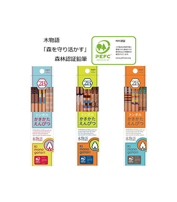 ⁦Tombow Pencil F Wooden Story, 2B, Orange Pattern, 1 Dozen KB-KF03-2B⁩ - الصورة ⁦6⁩