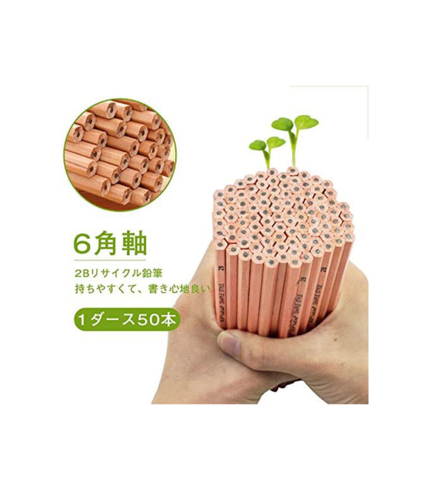 DigHealth Pencil Hexagonal Axis 2B Pencil, Set of 50, Raw Wood, Recycled Pencils, Great Gift for Kindergarten Entrance, School Entrance, Graduation, Commemorative - 画像 (7)