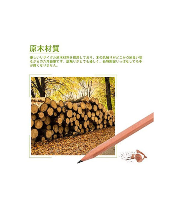 DigHealth Pencil Hexagonal Axis 2B Pencil, Set of 50, Raw Wood, Recycled Pencils, Great Gift for Kindergarten Entrance, School Entrance, Graduation, Commemorative - 画像 (5)